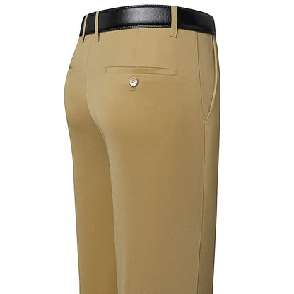 Men's Business Casual Trousers – Slim Fit, Elastic Waist, Lightweight Summer Pants