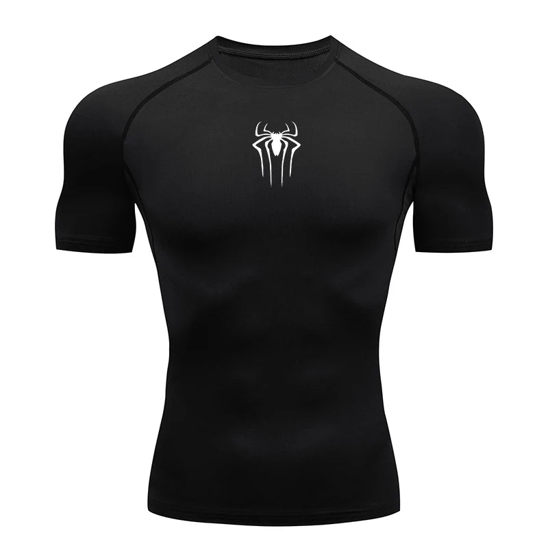 Men's Compression Short Sleeve Gym T-Shirt Spider Print