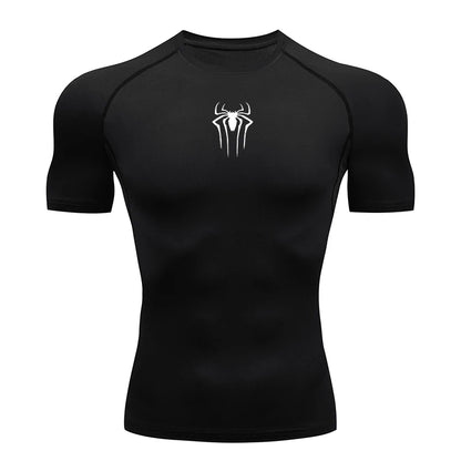 Men's Compression Short Sleeve Gym T-Shirt Spider Print