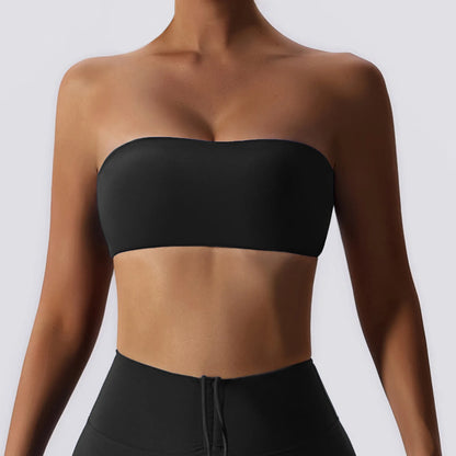 Women's Strapless Sports Bra – Seamless Bandeau Tube Top
