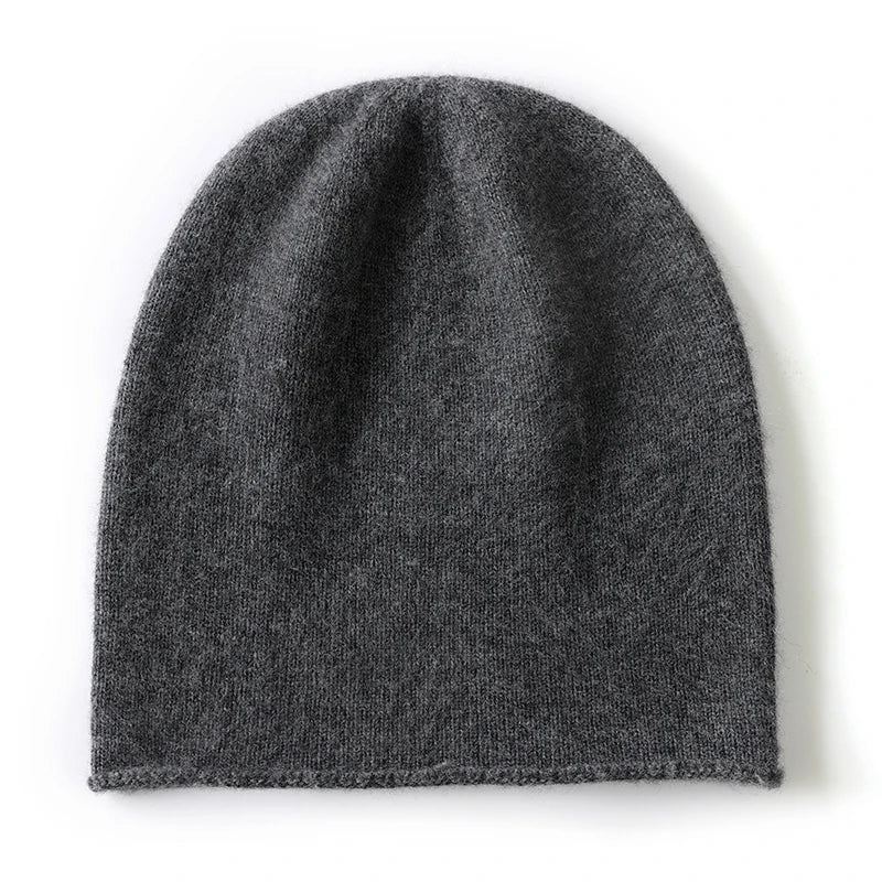 Cashmere Knit Beanie Hat – Unisex Solid Color Winter Warm Cap