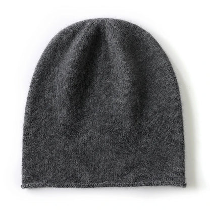 Cashmere Knit Beanie Hat – Unisex Solid Color Winter Warm Cap