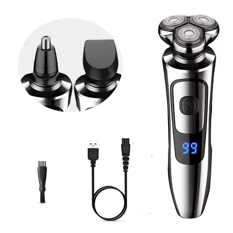 Men's Electric Shaver – Rechargeable 3-Head Rotary Razor with LED Display