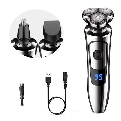 Men's Electric Shaver – Rechargeable 3-Head Rotary Razor with LED Display