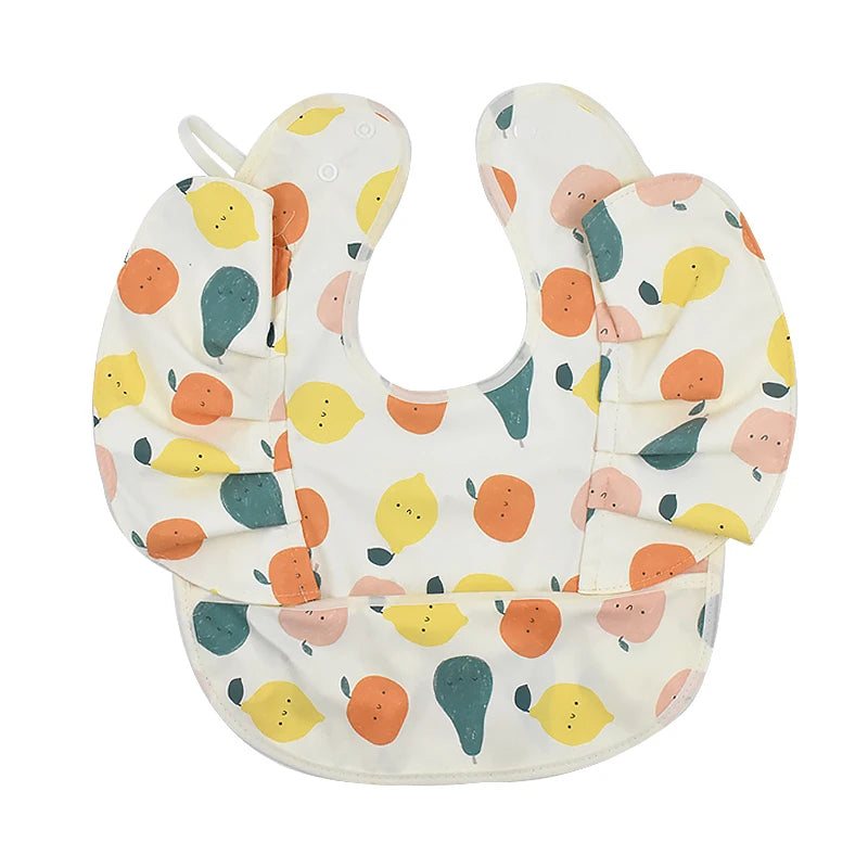 Waterproof Baby Bib with Pocket & Ruffle Sleeves
