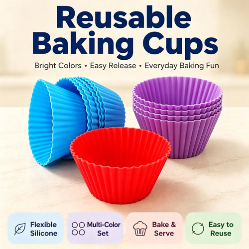 Silicone Cupcake Molds – Reusable Muffin Baking Cups