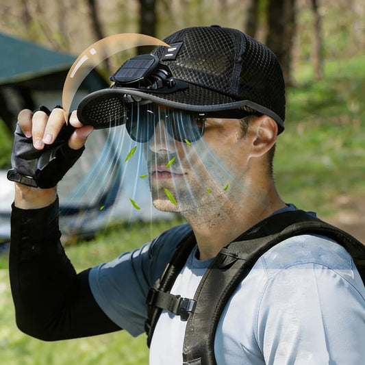 Solar Fan Baseball Cap – USB Charging Cooling Mesh Hat