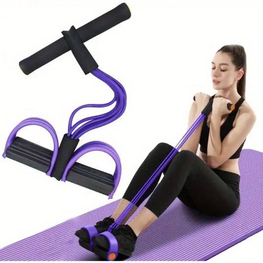 Resistance Band with Foot Pedal – 4-Tube Home Gym Tension Puller