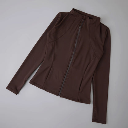 Women's Zip-Up Sports Jacket – Slim Fit Windbreaker with Thumb Holes