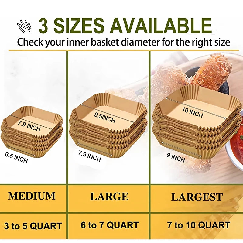 Air Fryer Disposable Paper Liners – Non-Stick Parchment Mats