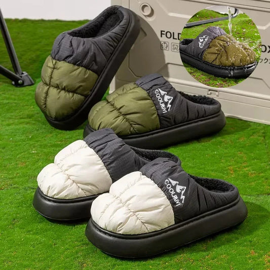 Women's Waterproof Down Slippers – Thick Sole Non-Slip Outdoor Shoes