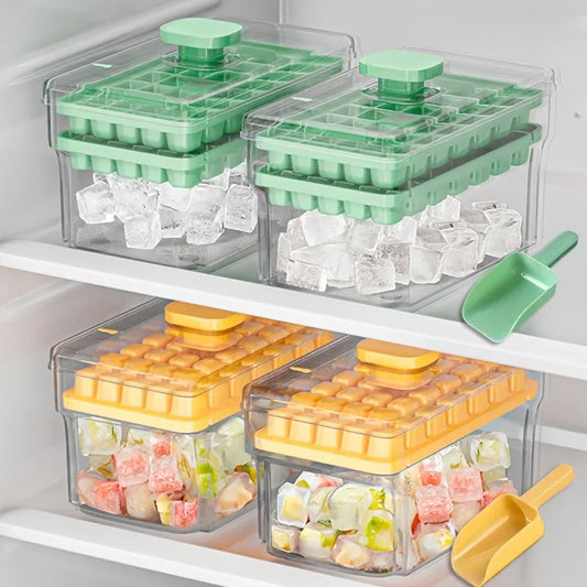 Ice Cube Tray with Lid, Bin & Scoop – Makes 68 Ice Cubes