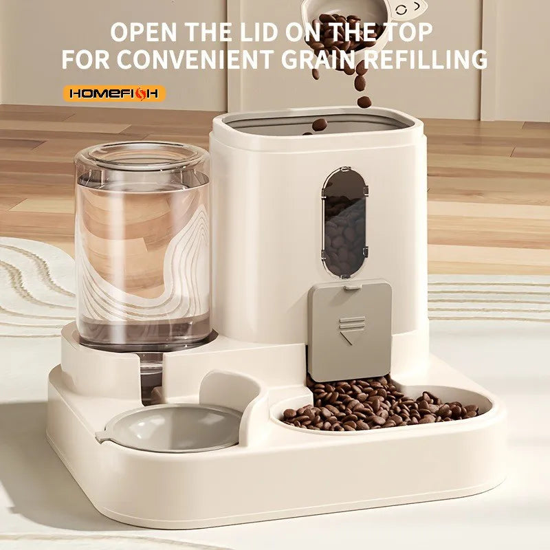 2-in-1 Automatic Cat Food & Water Dispenser – Cute Integrated Feeder
