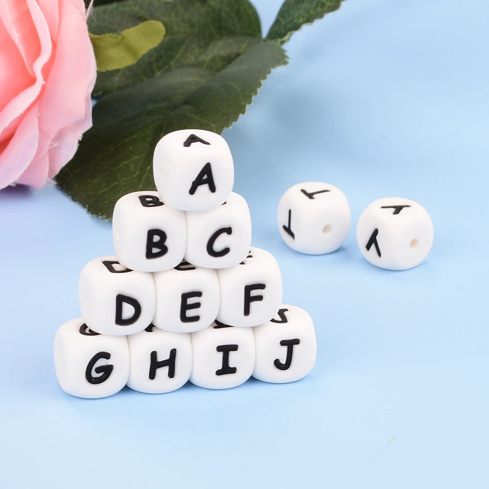 Silicone Alphabet Letter Beads 12mm – 40pcs Food Grade Teething