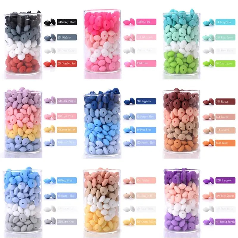 Silicone Spacer Beads 12mm – 50pcs DIY Pacifier Chain & Jewelry