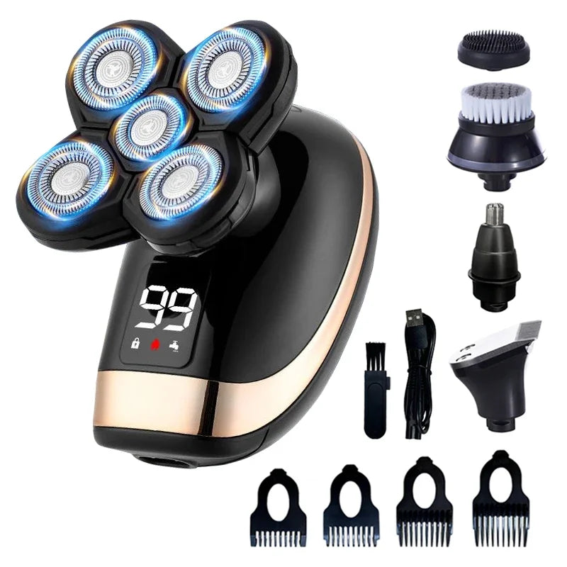 5-in-1 Electric Shaver for Men – 5D Rotary Wet & Dry Razor