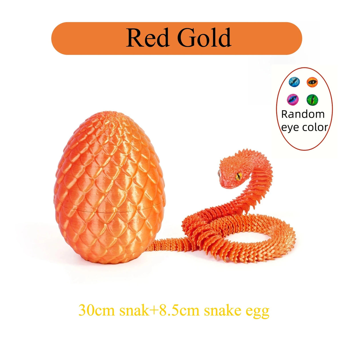 3D Printed Articulated Snake with Egg – Flexible Fidget Toy