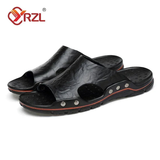 Men's PU Leather Slide Sandals – Lightweight EVA Summer Slippers