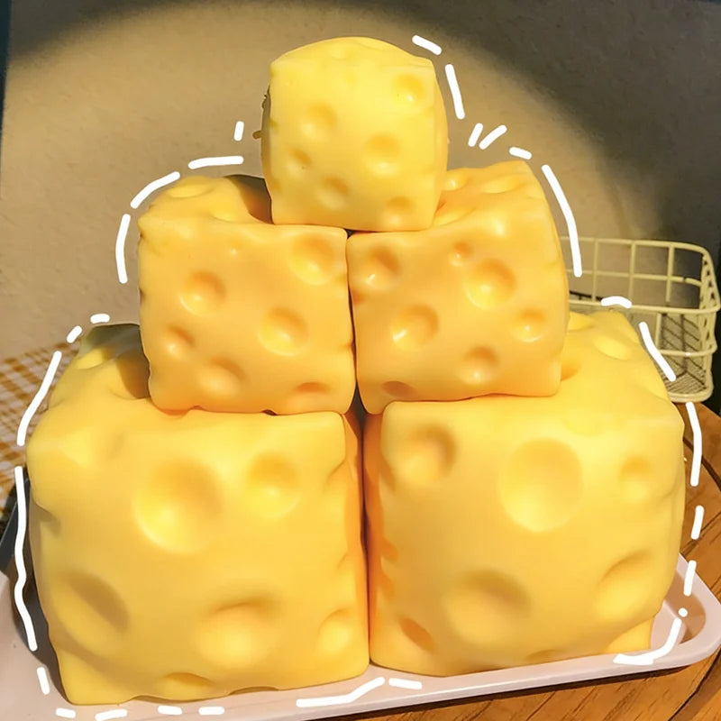 Squishy Cheese Block Squeeze Toy – Slow Rise Stress Relief Fidget
