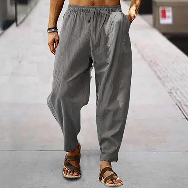 Men's Cotton Linen Straight Leg Pants – Lightweight Casual
