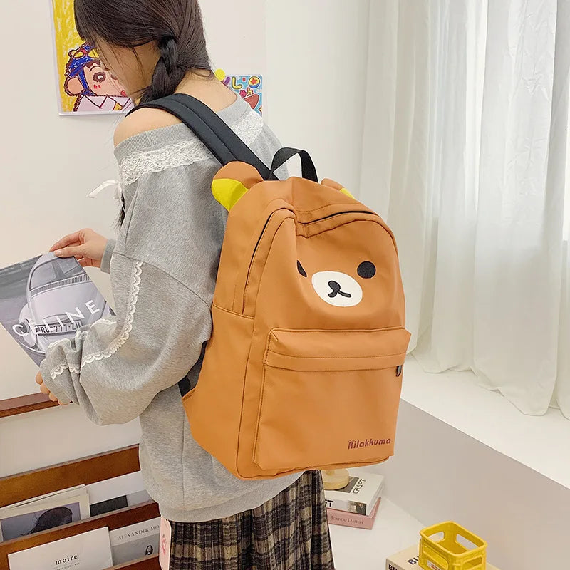 Rilakkuma Bear Backpack – Large Capacity Anime Cartoon School Bag