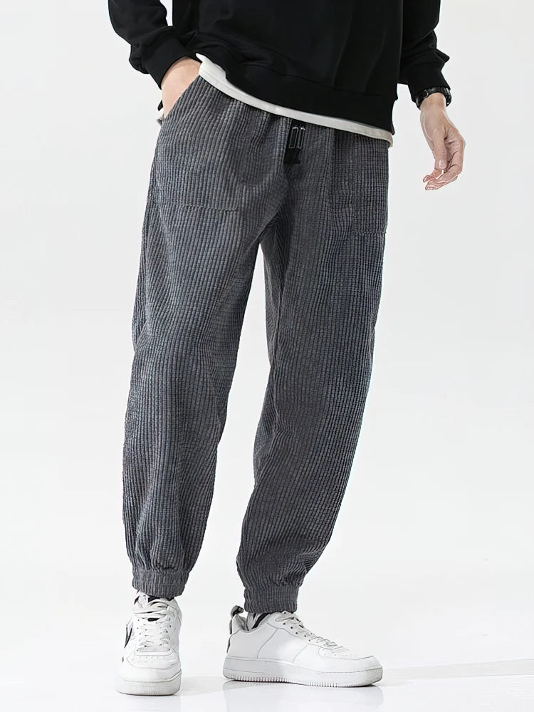 Men's Fleece-Lined Corduroy Jogger Pants – Warm Sweatpants