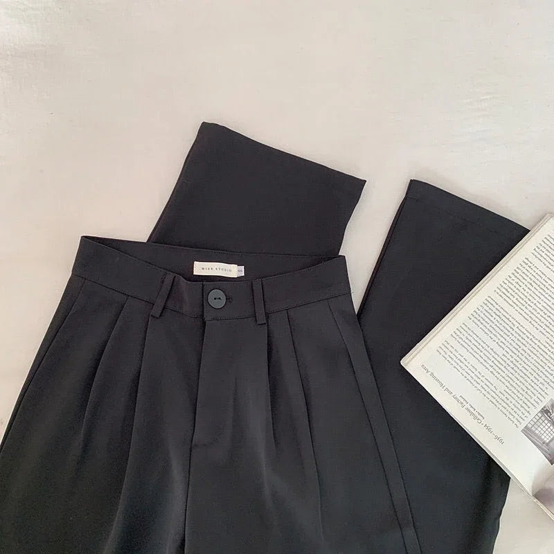 Women's High-Waist Straight-Leg Suit Pants – Korean Office Trousers