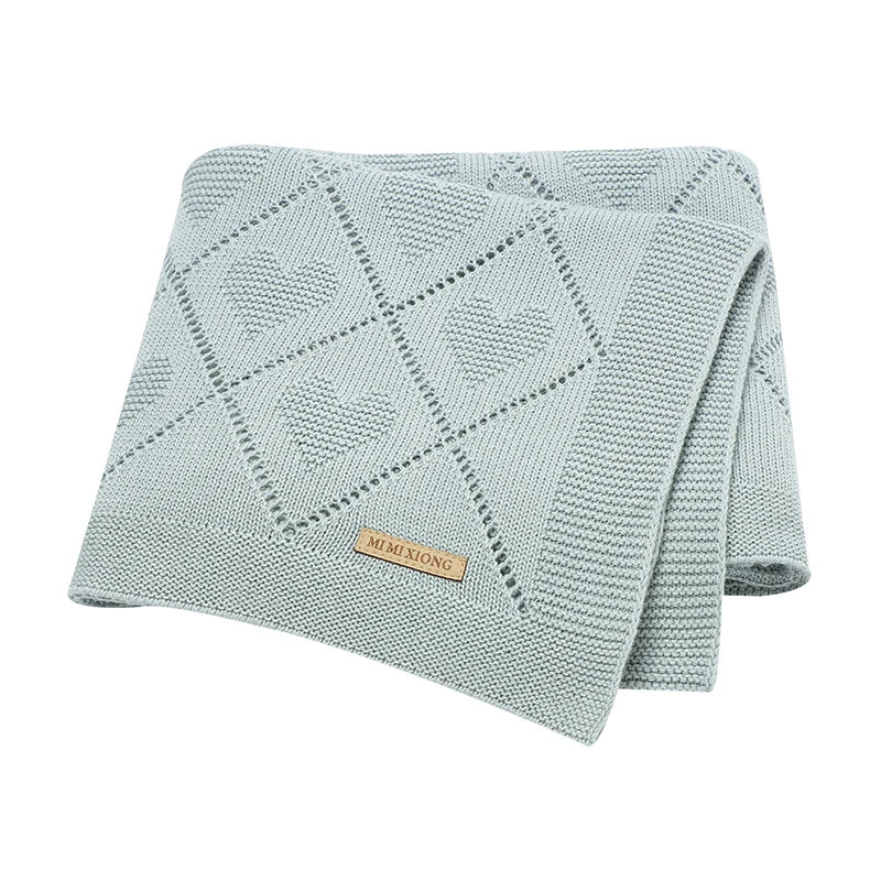 Baby Knit Blanket Super Soft Cotton Swaddle Wrap 90x70cm