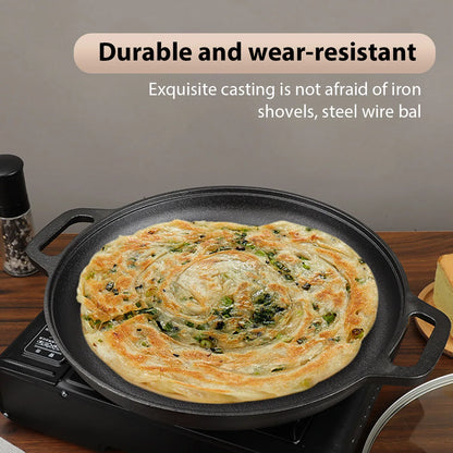 Cast Iron Skillet Pan – Non-Stick Flat Frying Pan for Steak, Pizza & More