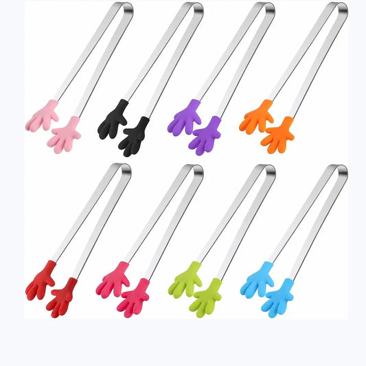 Mini Silicone Hand Tongs Set of 8 – Colorful Kitchen Tongs