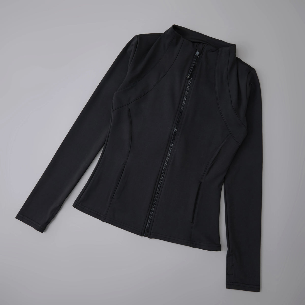 Women's Zip-Up Sports Jacket – Slim Fit Windbreaker with Thumb Holes