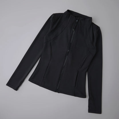 Women's Zip-Up Sports Jacket – Slim Fit Windbreaker with Thumb Holes