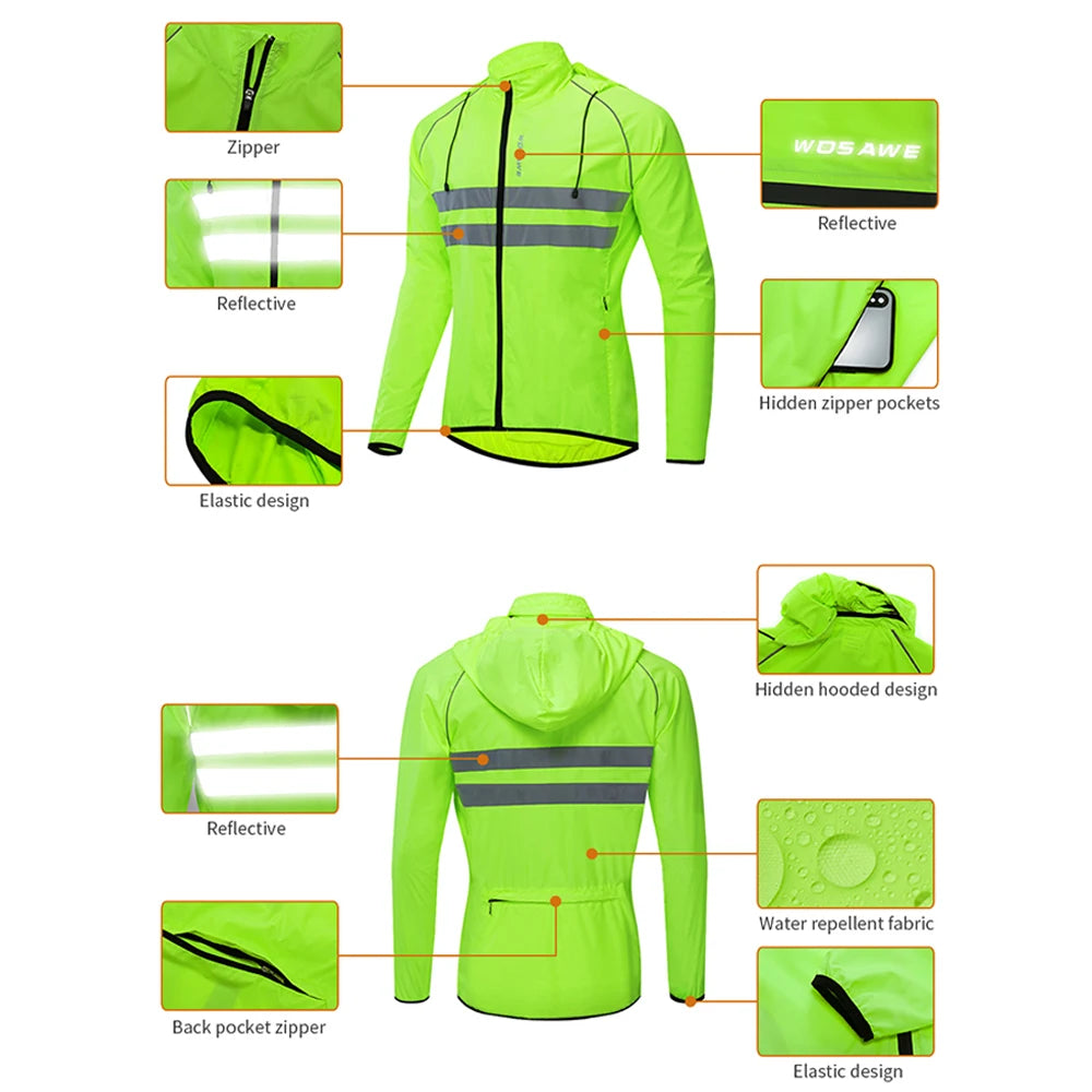 Cycling Windbreaker Vest Men Packable Windproof Reflective Jacket