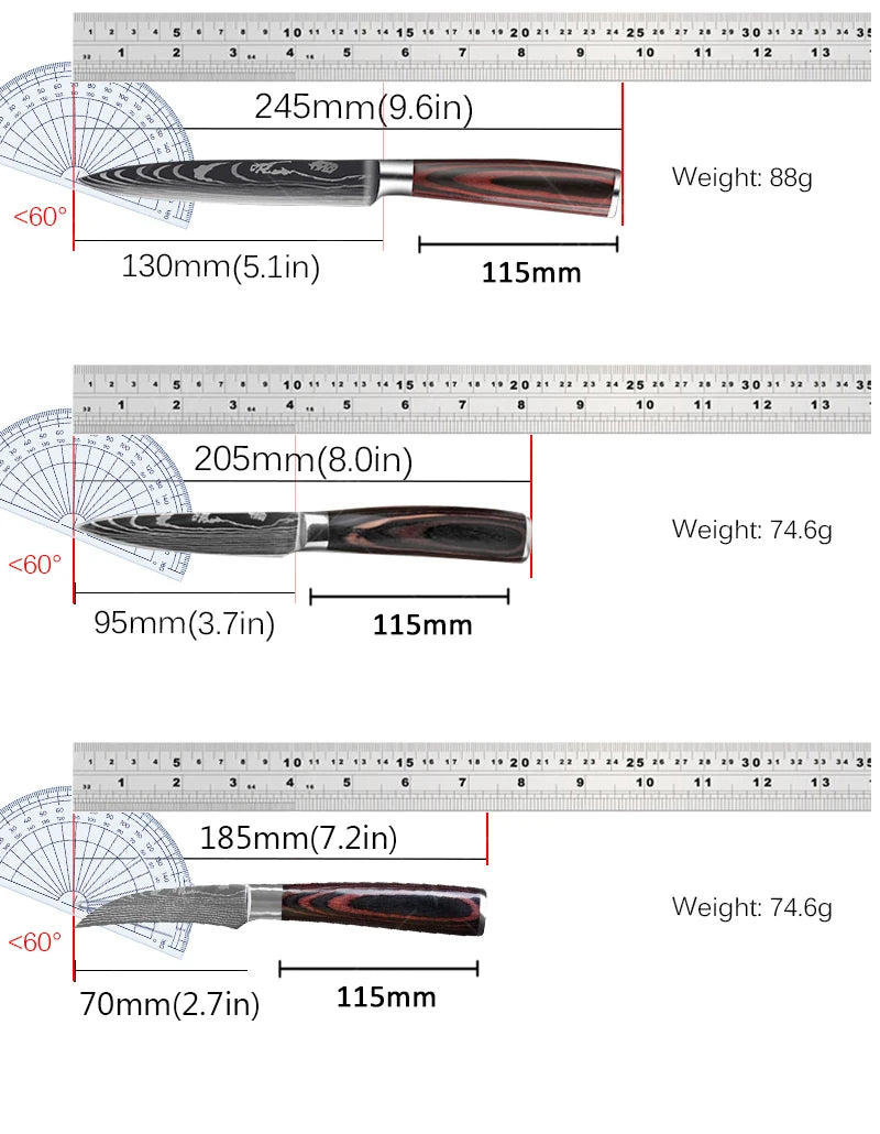 Professional Kitchen Knife Set – Stainless Steel Damascus-Style Blades