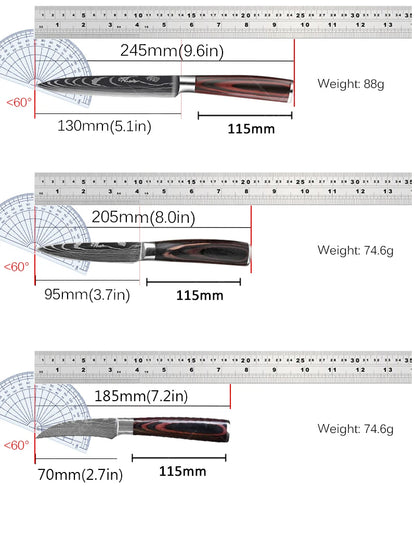 Professional Kitchen Knife Set – Stainless Steel Damascus-Style Blades