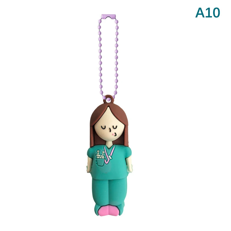 Ampoule Bottle Opener Keychain – Cute Nurse & Doctor Character, Syringe Vial Cutter