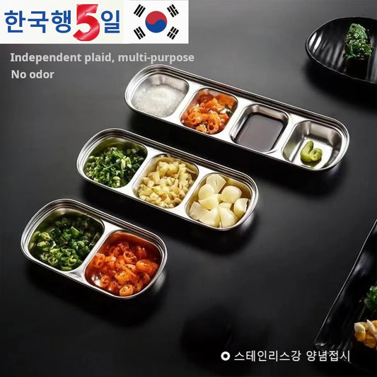 Stainless Steel Divided Dipping Sauce Tray – 2 or 4 Compartments