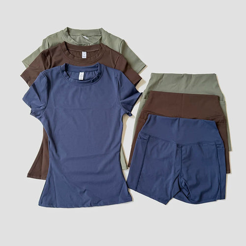 Women's Yoga Set – Sport Top & High Waist Shorts for Gym & Fitness