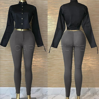 Women's High-Waist Push-Up Leggings – Stretchy Skinny Ankle-Length Pants