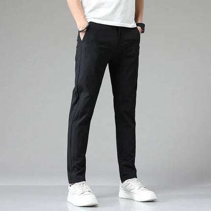 Men's Slim Stretch Casual Pants – Lightweight Golf Trousers