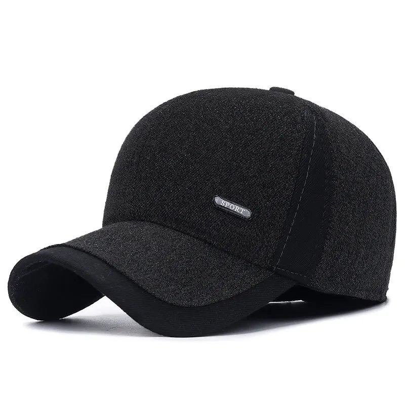 Winter Baseball Cap with Ear Flaps – Thick Warm Hat for Men