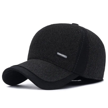 Winter Baseball Cap with Ear Flaps – Thick Warm Hat for Men