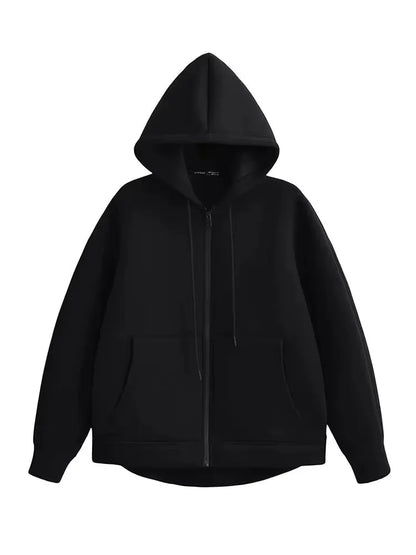 Women's Oversized Zip-Up Hoodie Jacket – Loose Street Sweatshirt Coat