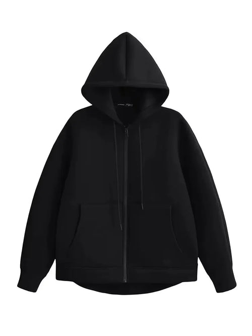 Women's Oversized Zip-Up Hoodie Jacket – Loose Street Sweatshirt Coat