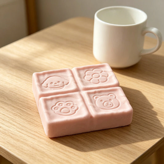 Cartoon Squishy Chocolate Bar Fidget Toy – 4-Grid Squeeze