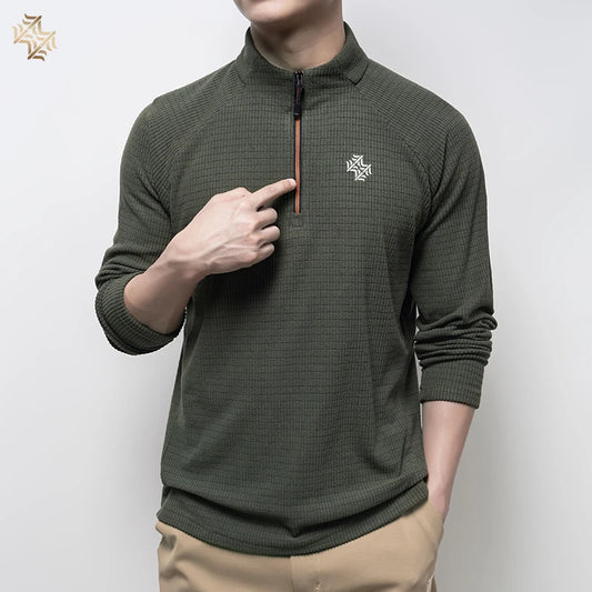 Men's Quarter-Zip Long Sleeve Pullover Shirt