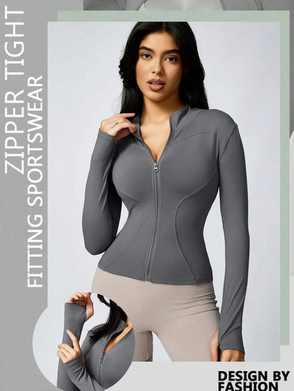 Women's Zip-Up Turtleneck Sports Jacket – Slim Fit