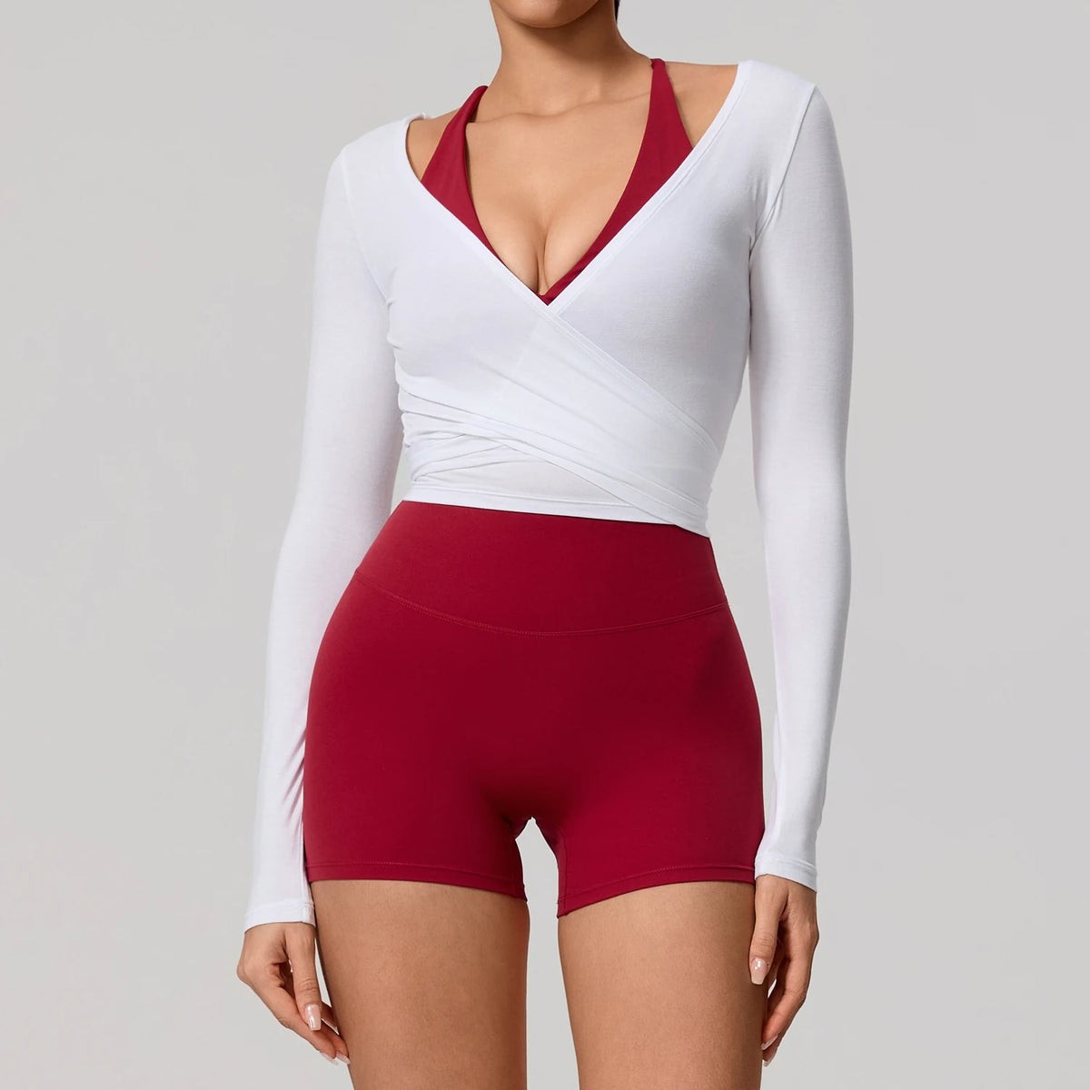 Women's Long Sleeve Wrap Yoga Top | Breathable Quick-Dry