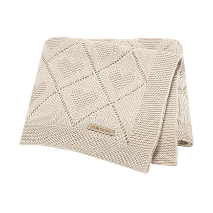Baby Knit Blanket Super Soft Cotton Swaddle Wrap 90x70cm
