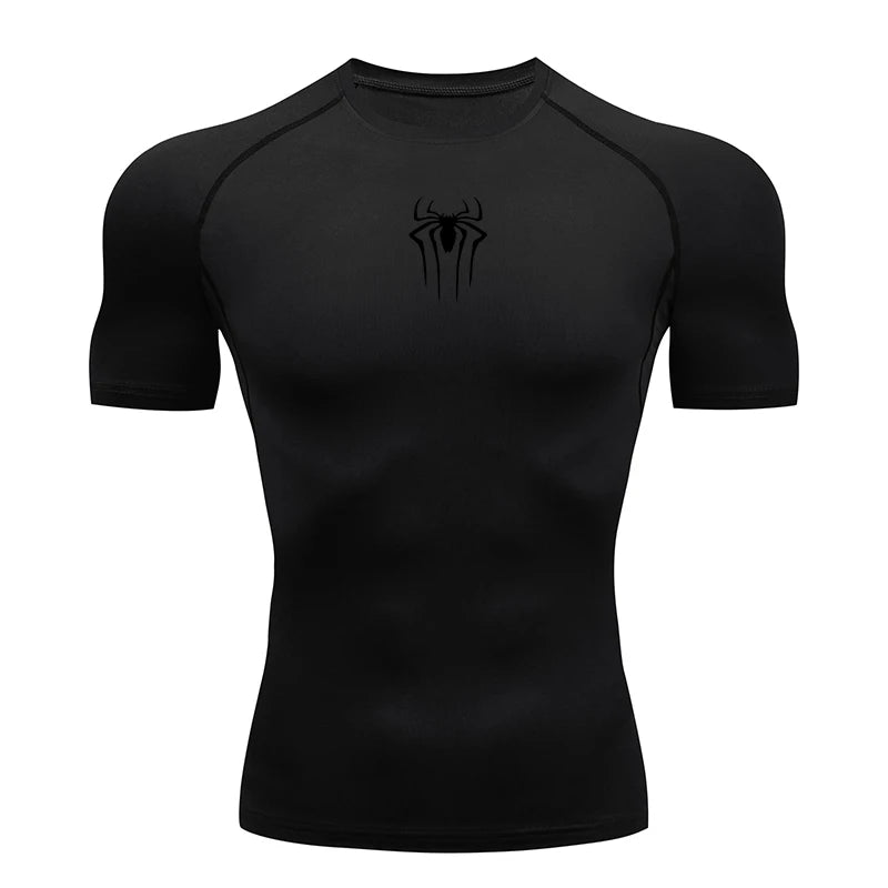 Men's Compression Short Sleeve Gym T-Shirt Spider Print